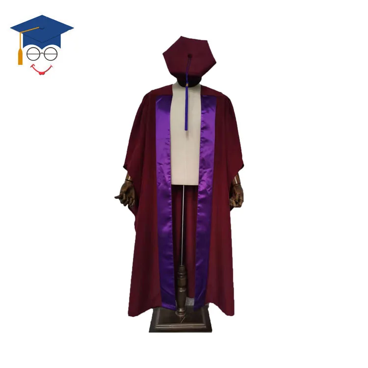 
Custom UK University Of PHD Graduation Gown And Velvet 6 Tams  (62436290893)