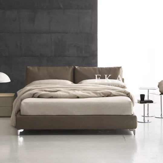 Italy Latest Fabric Soft Bed Bedroom Home Furniture Solid Wood Bed Frame King Size Double Bed