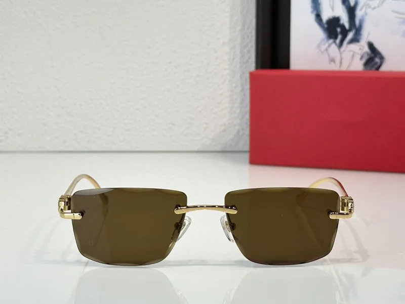Wholesale Luxury Designer Rimless Sun Glasses 2024 Original Quality Square Women Men Metal Frame Sunglasses