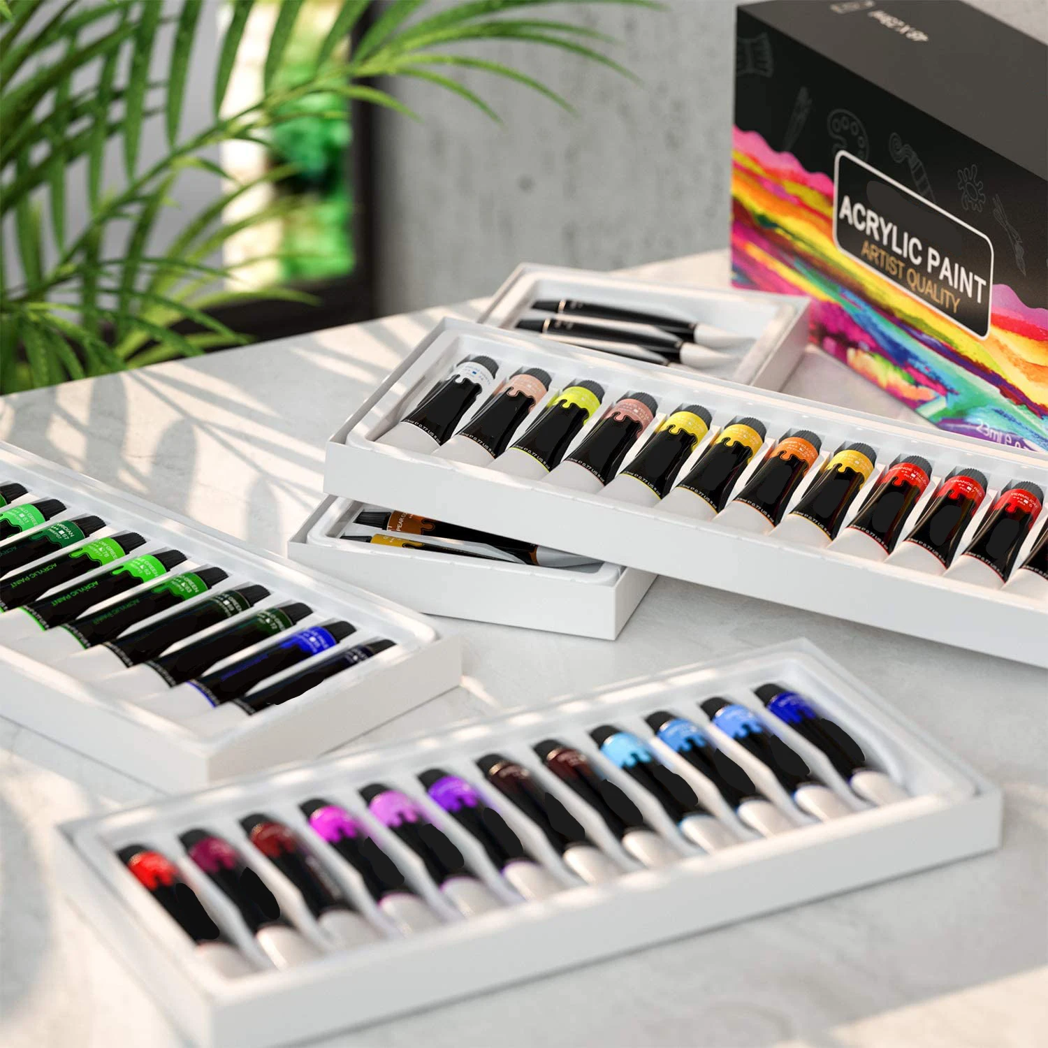 Acrylic paint Set Artist Grade 48 colours/tube (23 ml 0.77 oz) non-toxic non-fading rich paint painter