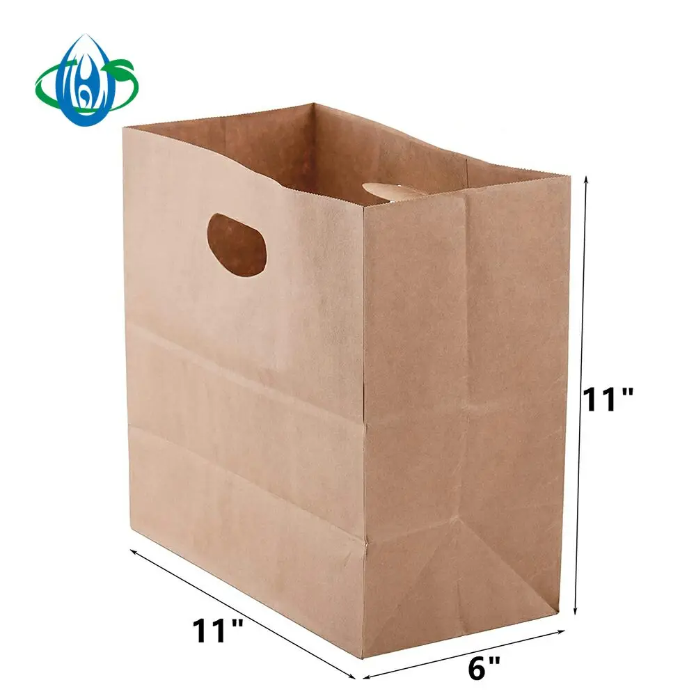 Hot sale in 2023  D handle kraft paper bag is cheap Disposable biodegradable