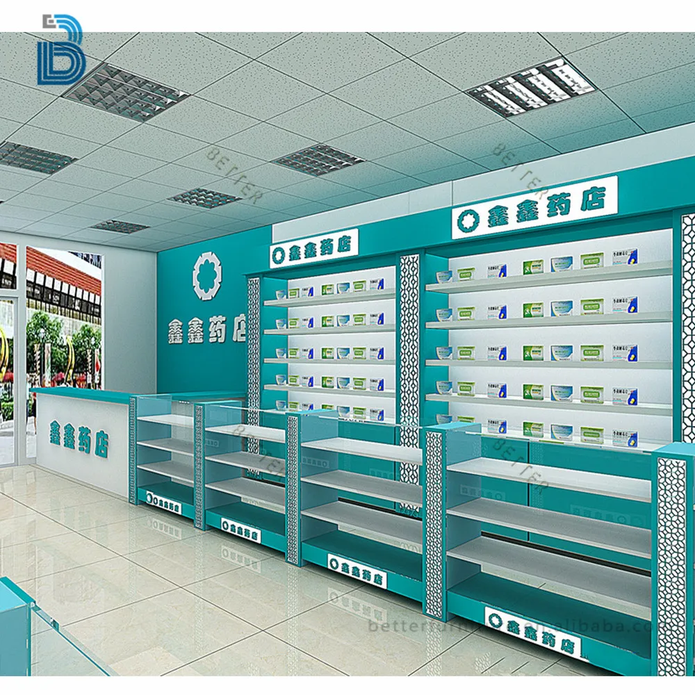 Стеклянные полки для аптечного магазина