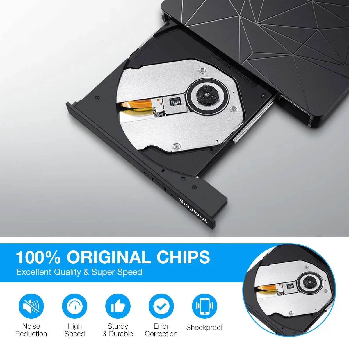 External CD/DVD Drive for Laptop USB-C & USB 3.0 CD/DVD ROM Drive Reader Writer Burner Compatible with Laptop PC MacBook Mac