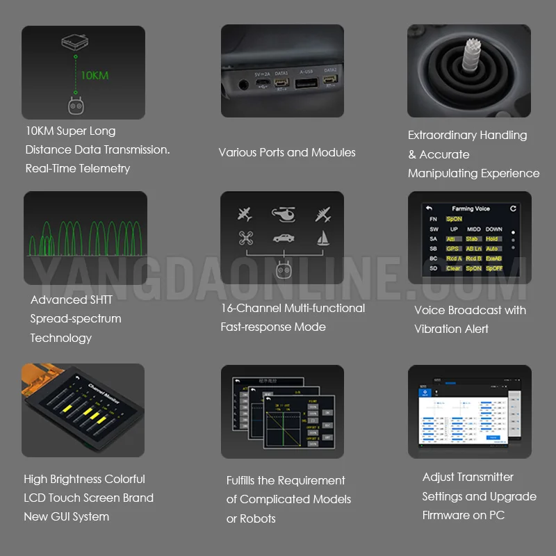 16CH 2.4GHz RC controller Transmitter and Receiver For Rc Airplane 10KM datalink and radiolink transmitting