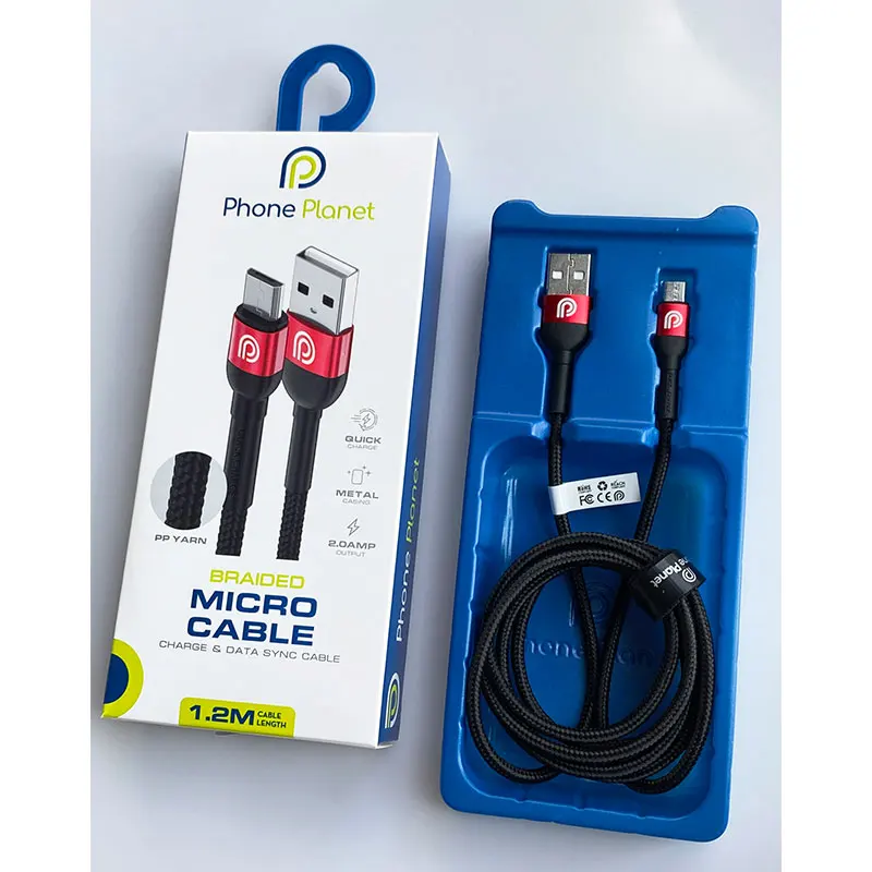 Phone Planet 1.2m Aluminum Alloy Yarn Braid Fast Charger Cables Micro USB Data Cables
