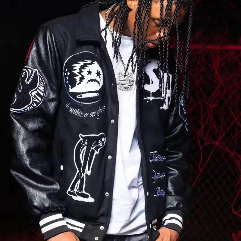 OEM private label baseball varsity jackets Cotton Polyester blank plain mens jackets bomber letterman USA size custom jackets