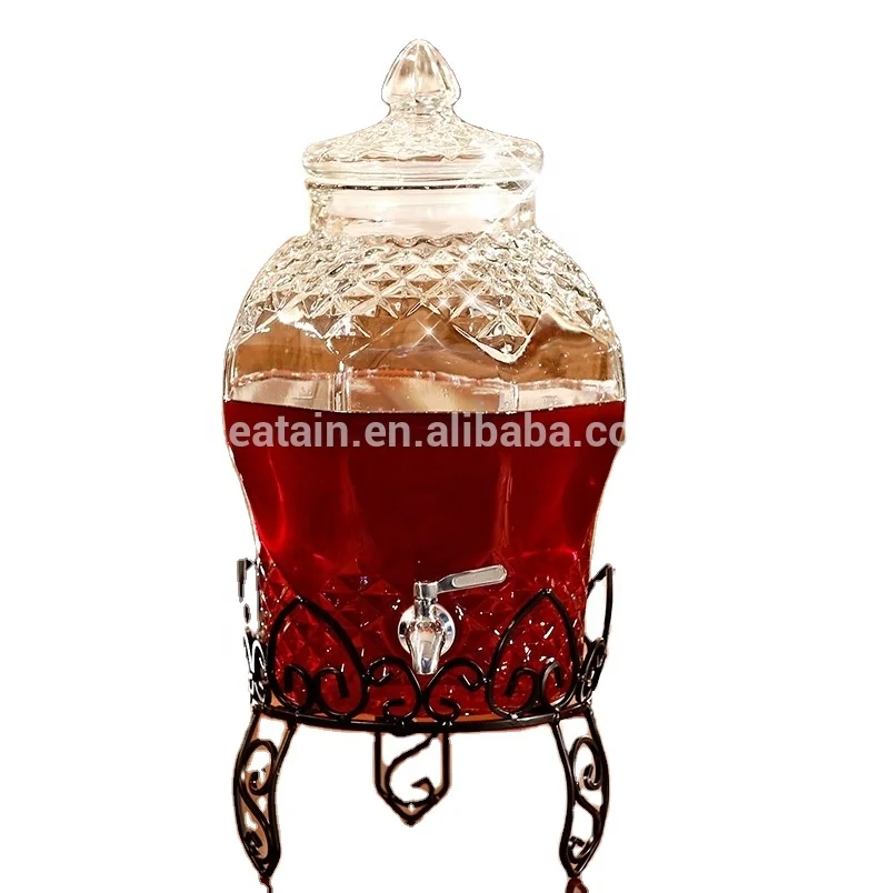 Диспенсер для холодных напитков стеклянная банка с краном большая емкость