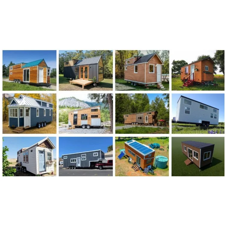 Wood Camper Movable Tiny Mobile Houses On 4 Wheels Aluminum Caravan House Trailer With Bathroom