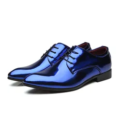 Amazon Hot Sale British Style Patent Leather Wedding Shoes Custom Mens Pointed Dress Shoes