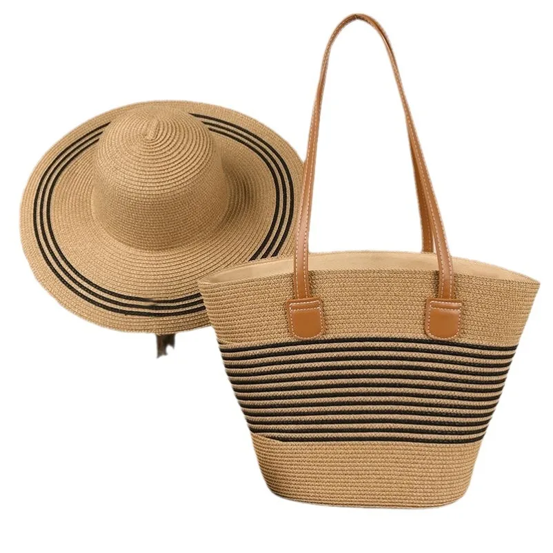 Outdoor Custom Holiday Beach Bags Summer Designer Bag And Hat Set For Women
