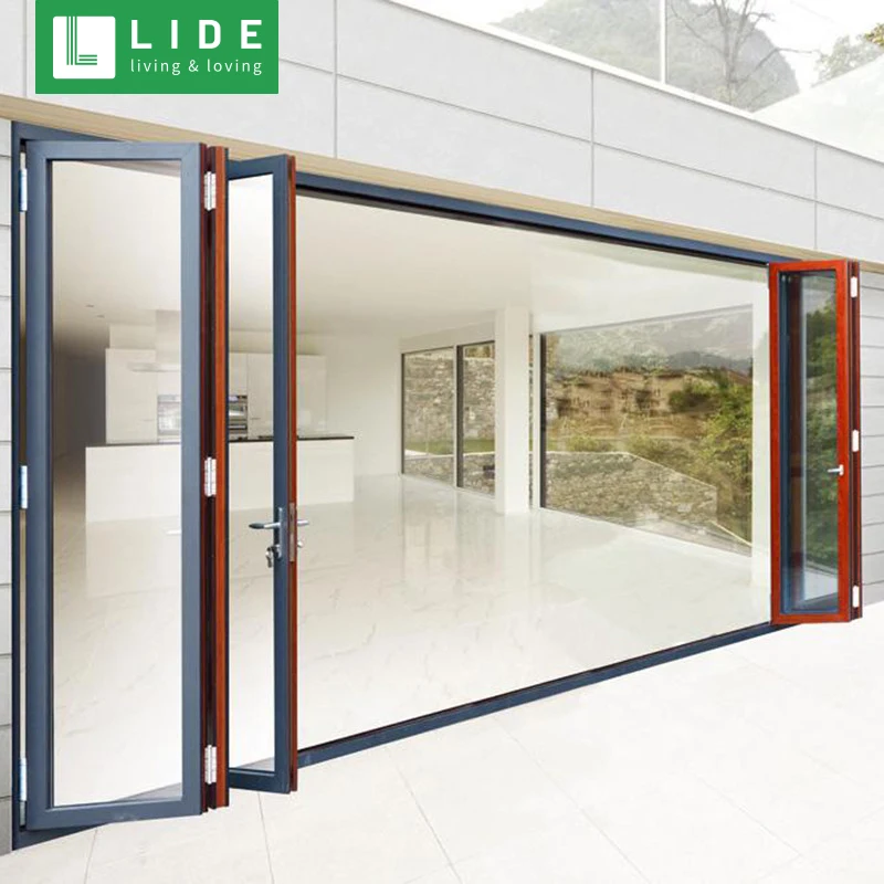 Двери двойного сложения для ресторана наружные алюминиевые складные двери