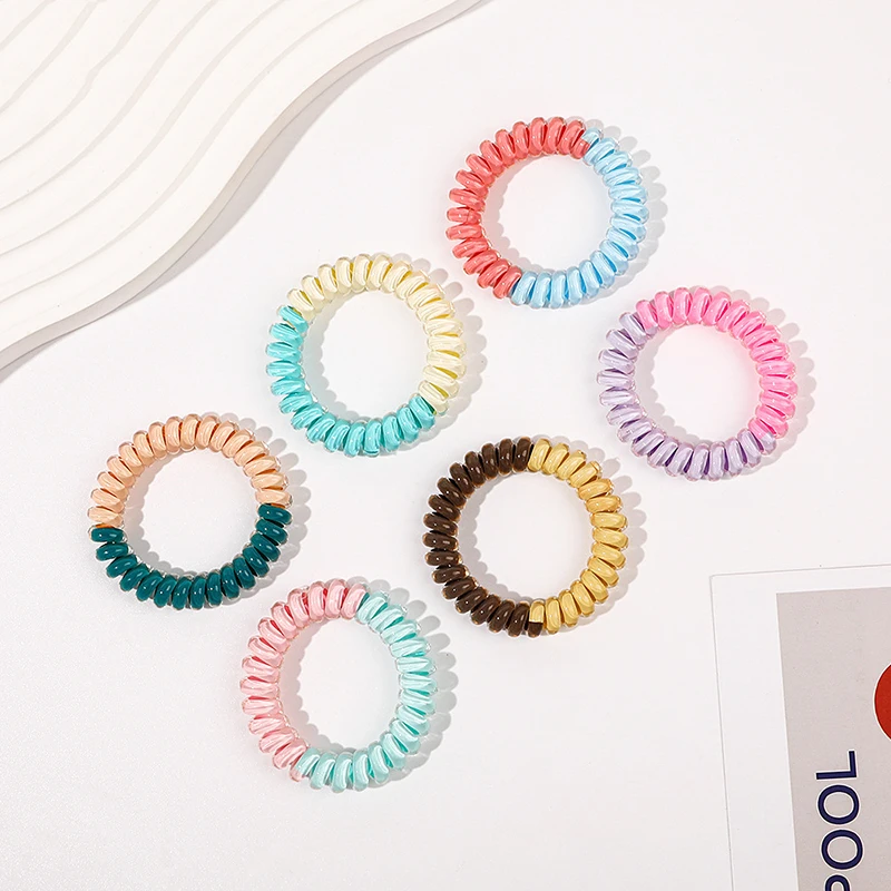 Yucat  Korean Women Fashion Gift Hair Ties Phone Rubber Rings Hot Elastic Hairbands Girls Two-color Splicing Telephone Hair Ties
