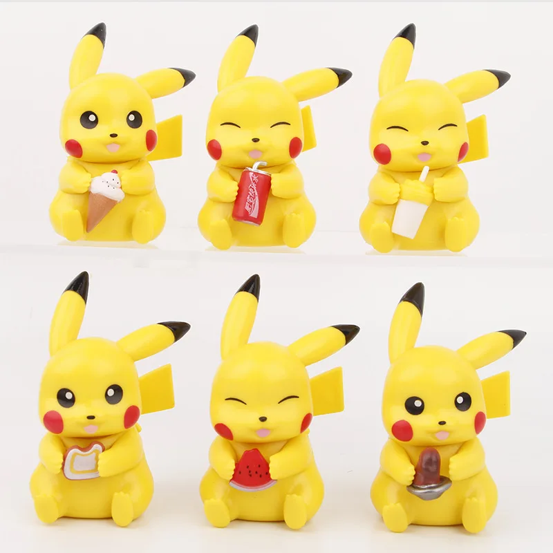 Wholesale Cartoon 6 PCS Eatting Pikachu  Action Figure Set