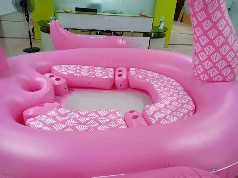 Pool Party Island Type Large 6 Person Pink Inflatable Flamingo Floating Raft Water Flamingo Pool Island
