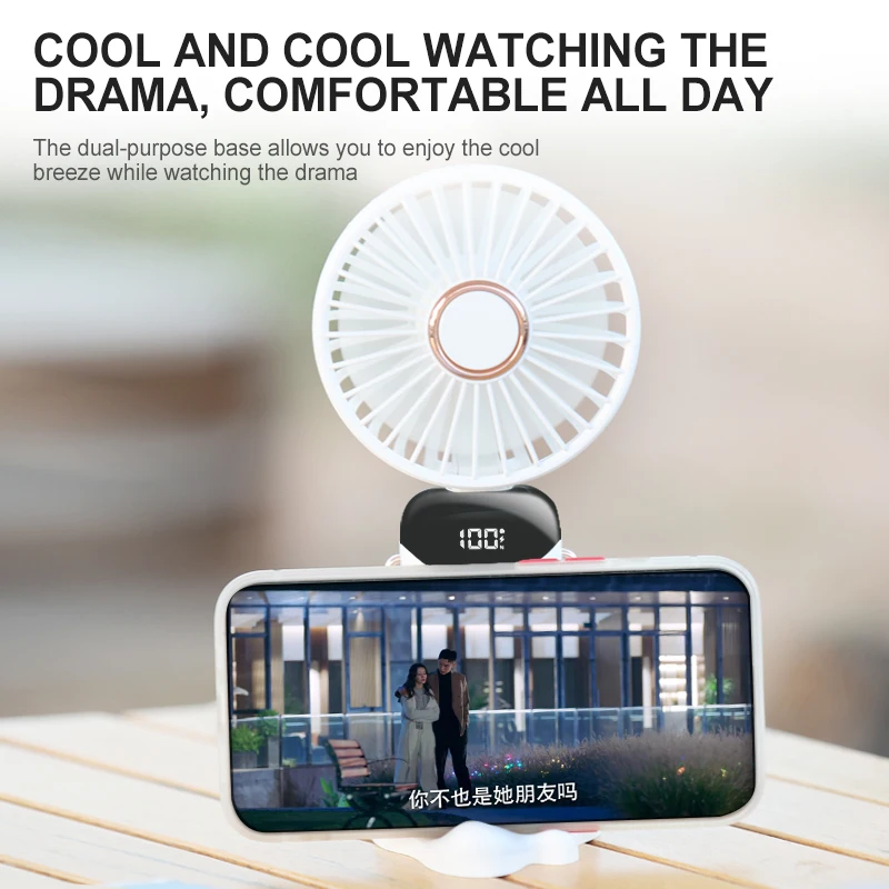 Cheap Handheld Digital Display Outdoor Portable Fan Foldable Table Table Fan With Base Hanging Camping Cooling Fan