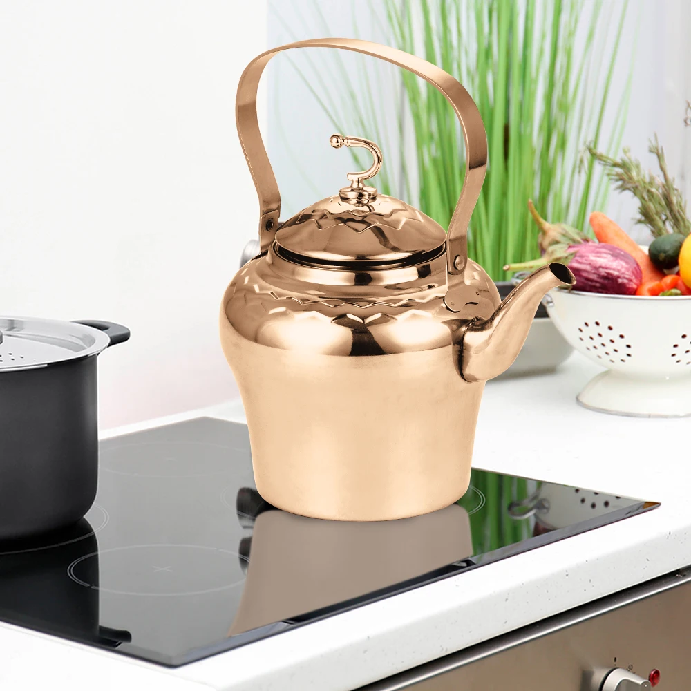 Luxurious Stainless Steel Cooking Tea Kettle Teapot for Stove Top with Ergonomic Handle for Gas Induction