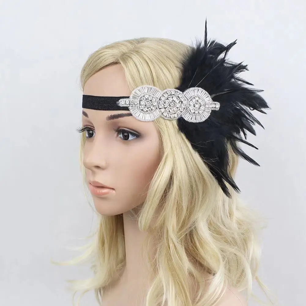 Hot Sale 1920S Vintage Headpiece Feather Flapper Headband Prom Headdress