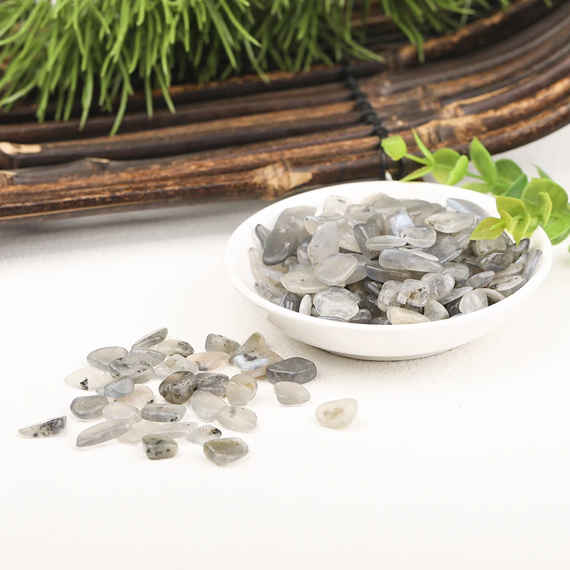 Wholesale natural Grey Moonlight healing 3-12mm stone gem crystal flake gravel for home decor