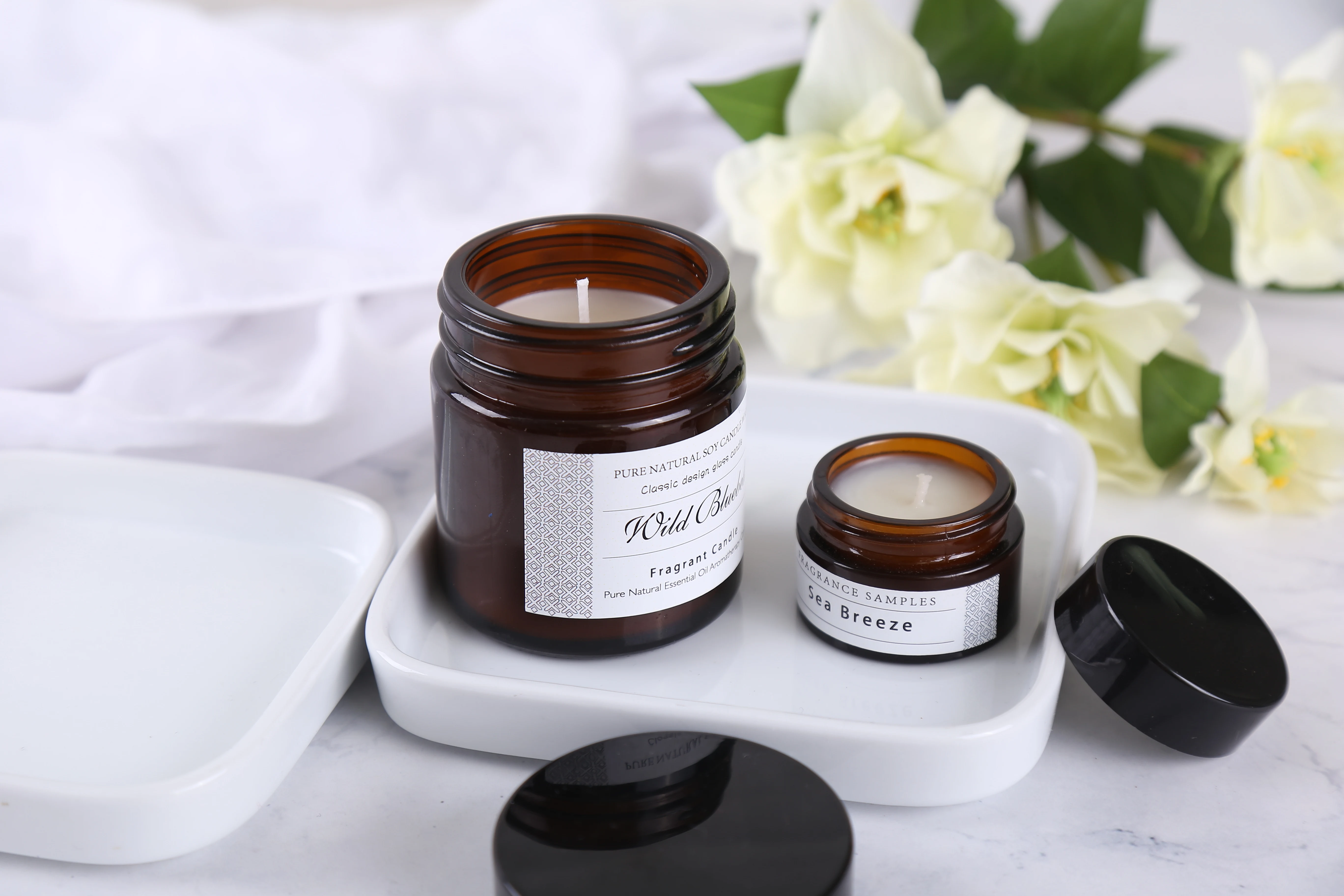 Aromatherapy Candles Home Fragrance Glass Jars Scented Amber Jar Candle Soy Wax for Gift