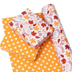 Maple Leaf and Orange Polka Dots Autumn Design Halloween Selection Design Printed Kraft Paper Roll For Flower And Gift Packing