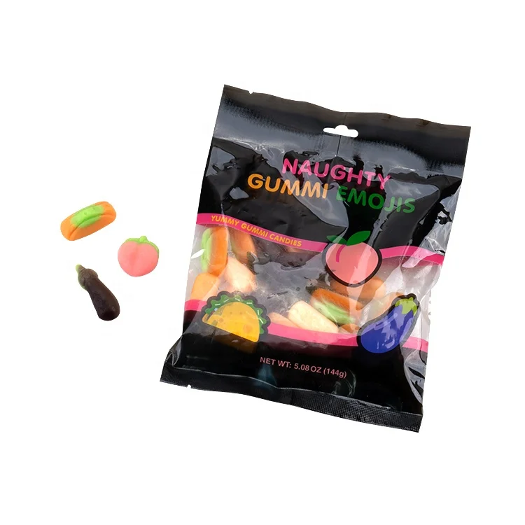 caramelos Vegan Sugar Free China Factory Sales Fruit Flavor Creative Gummy Eggplant Pumpkin Peach Shaped Jelly Candy Halal Vegan
