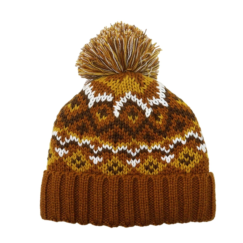 Fashion Pattern Fleece Lining Outdoor Toque Ski Beanie Knitted Hats Beanie Custom Hats