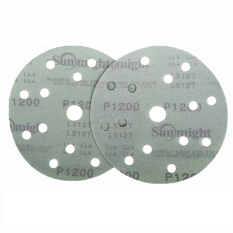 Supplier sun might 5 inch 125mm Aluminium Oxide Green hook and loop PET Film sanding disc
