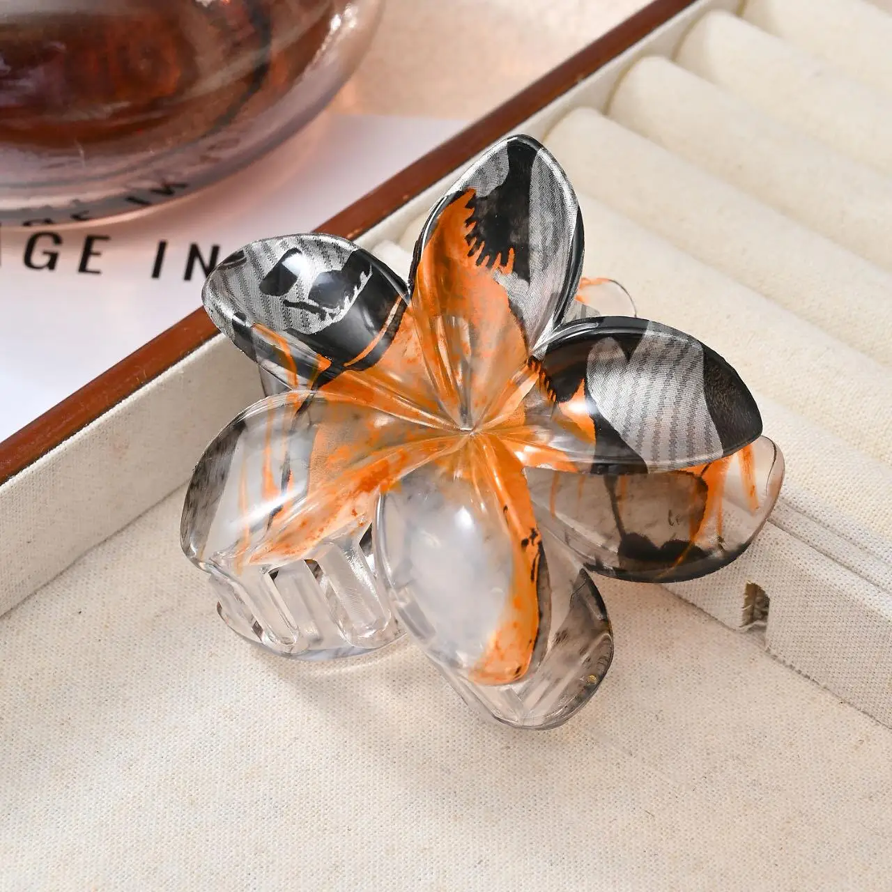 Sale Matte Flower 6 Colors Hair Curl Clips Wholesale Shiny Plastic Hair Ruff Hair Accessories