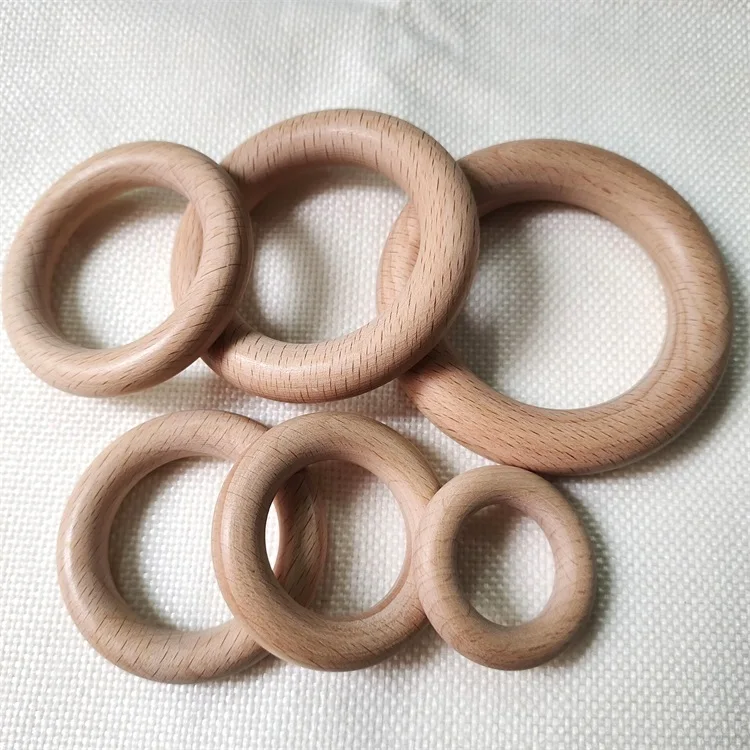 25-120mm Beech Wood  Ring Natural Round Wooden Baby Teething Ring Wood Circle  DIY Necklace Ring