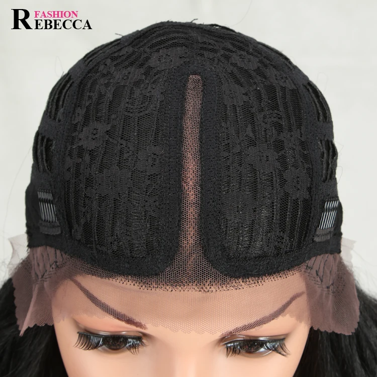 Rebecca Fashion synthetic lace front wig hot sell deep wave synthetic wig high quality curly synthetic wig