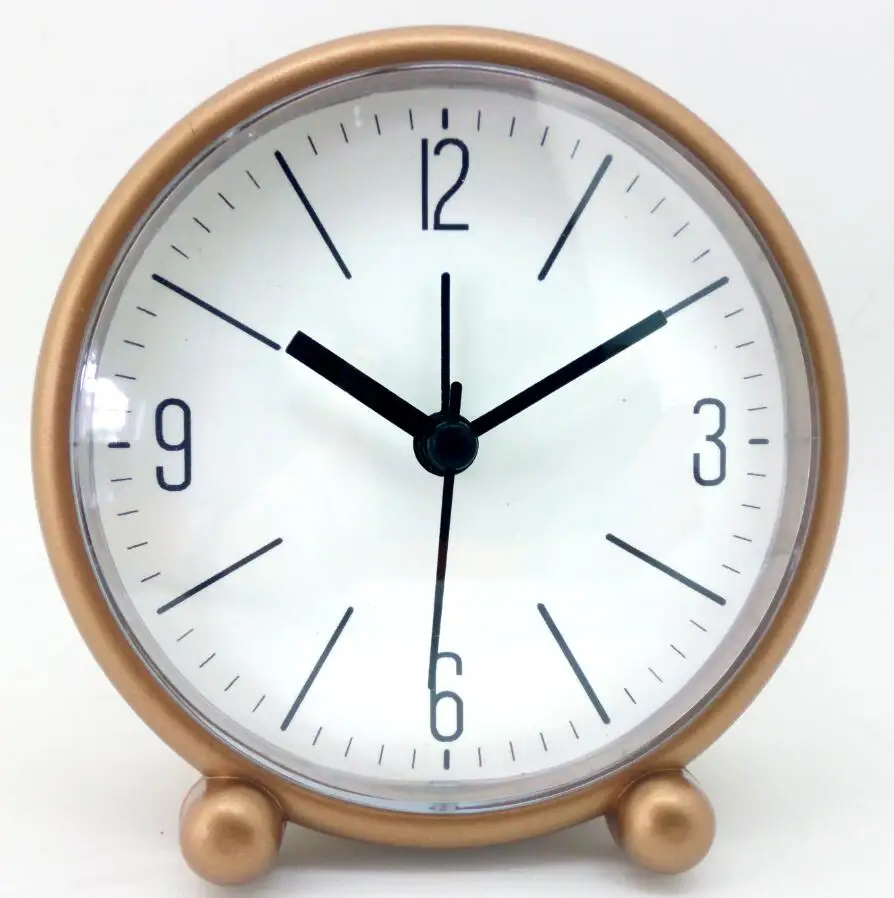 Easy Set Simple & Retro Super Silent Alarm Clock Beep Wake Round Alarm Clock  for Desk Bedroom and Home Decoration