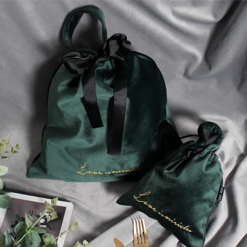 Large Size Soft Christmas Wedding Velvet Drawstring Gift Bags Jewelry Packing Red Velvet Bag