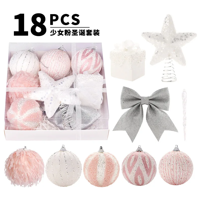 18pc Pink Decor Ball Bauble Christmas Tree Xmas Party Hanging Ball Ornament Decorations For Home Decorations Gift Navidad