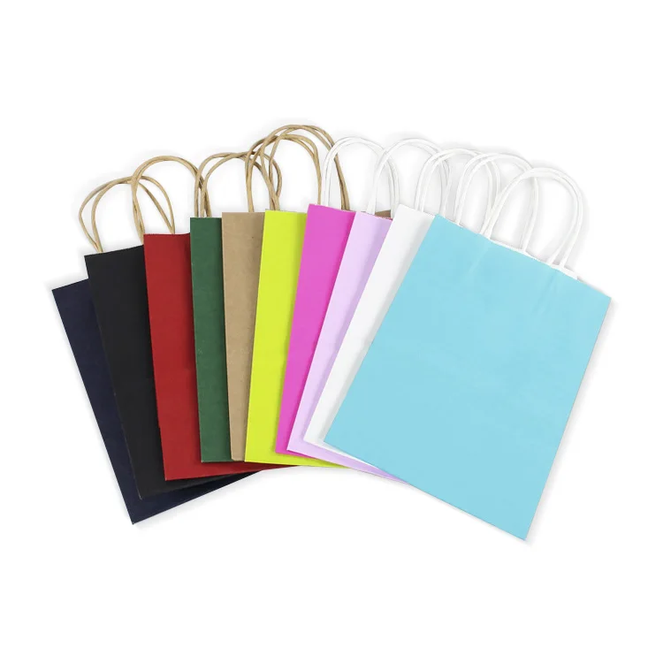 Custom Printed your own logo packaging White Brown Kraft Gift Craft Shopping Paper Bag With Handles