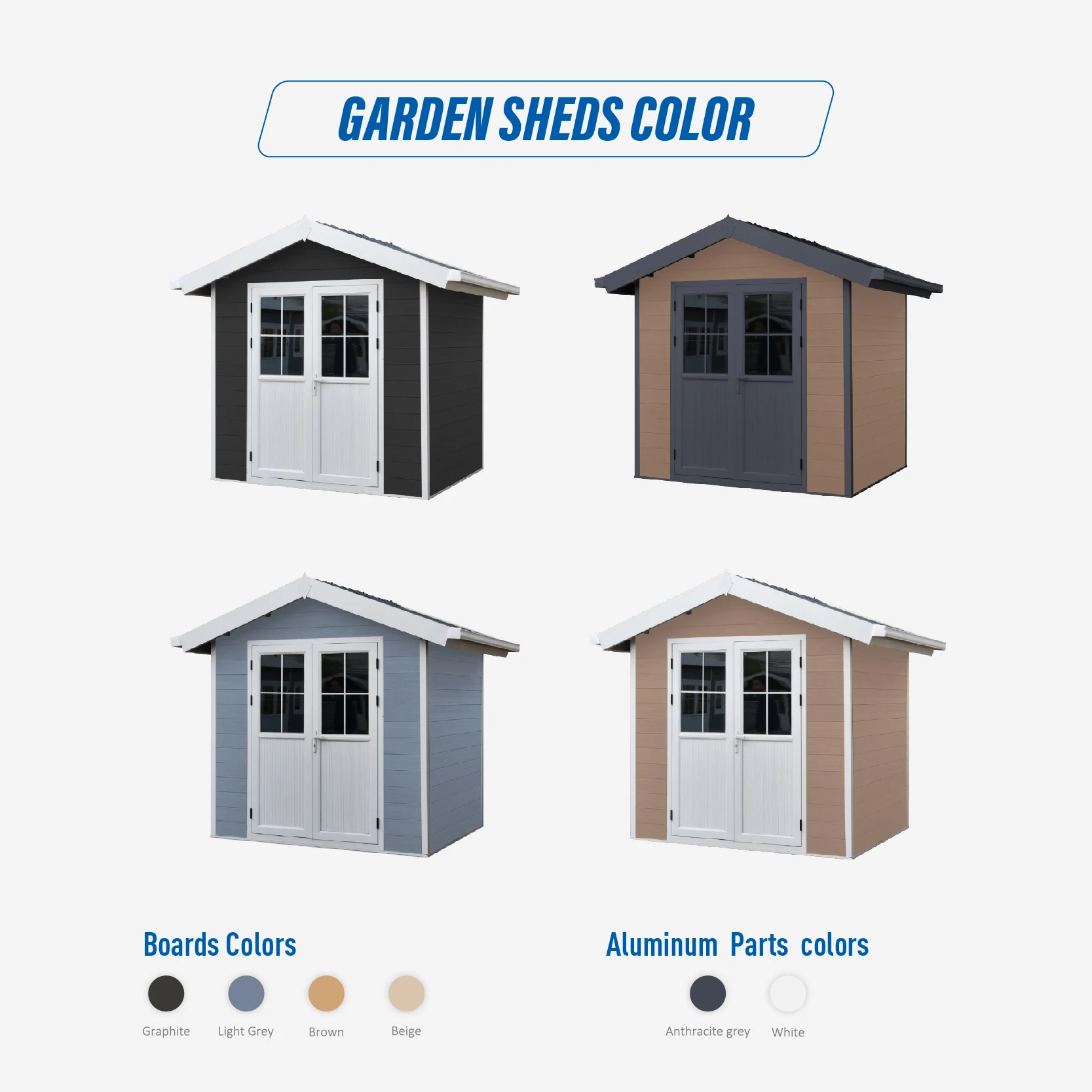 E2854 5m*4m Outdoor Storage Shed Garden Tool House Four Room Big Size HDPE Plastic Waterproof Set Resin Window Frame Layer Parts