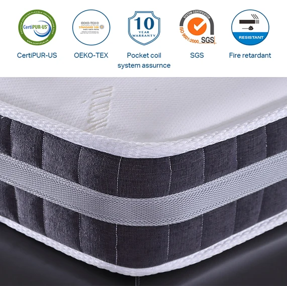 Hybrid sleep well king queen twin double size latex mattresses best spring bed mattress pocket spring gel memory foam mattress