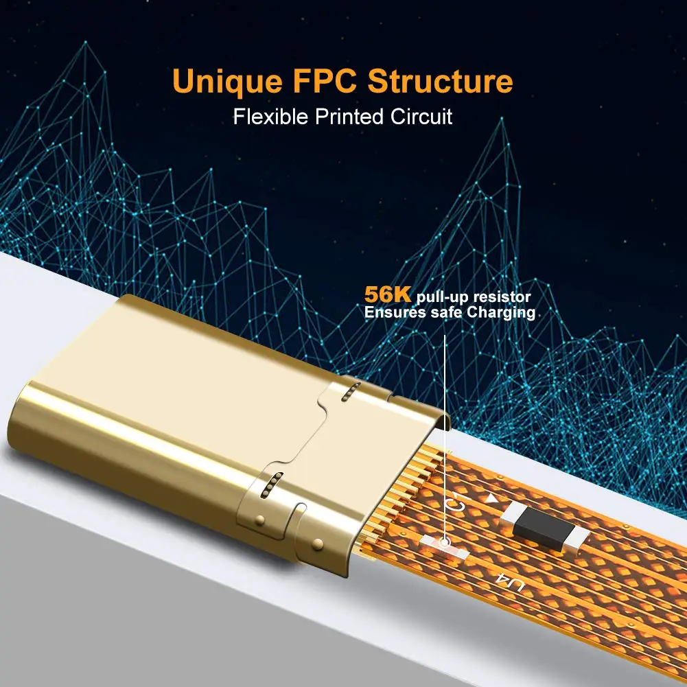 Новый дизайн Fpc типа C для Usb3.0 кабель; Короткие ботинки на плоской подошве 5 Гбит/с кабель передачи данных 3a 135 мм мобильных