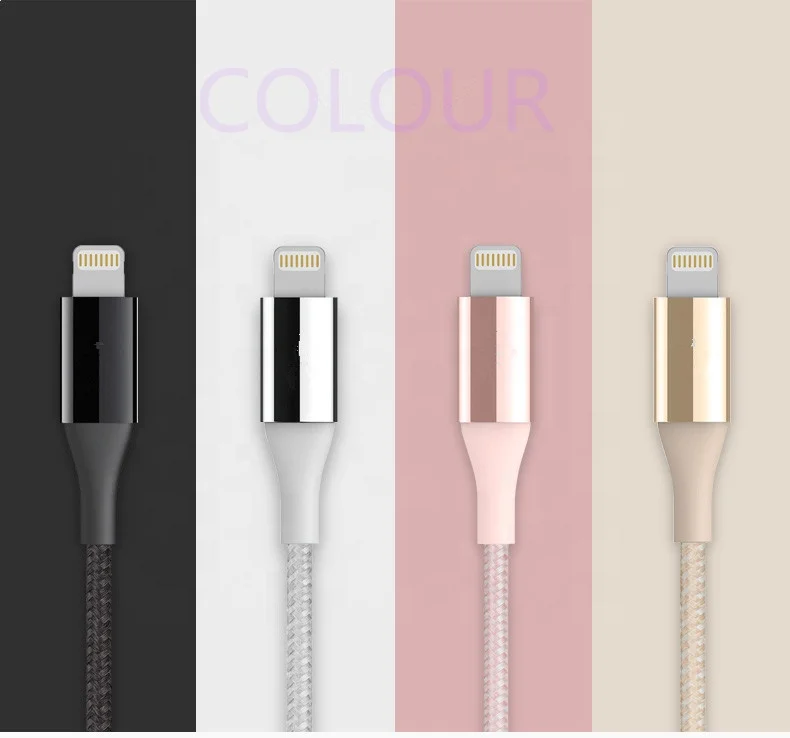 
MFI manufacture SOCW fast charging usb A to lightning data cable with kevlar braided 2.4A 