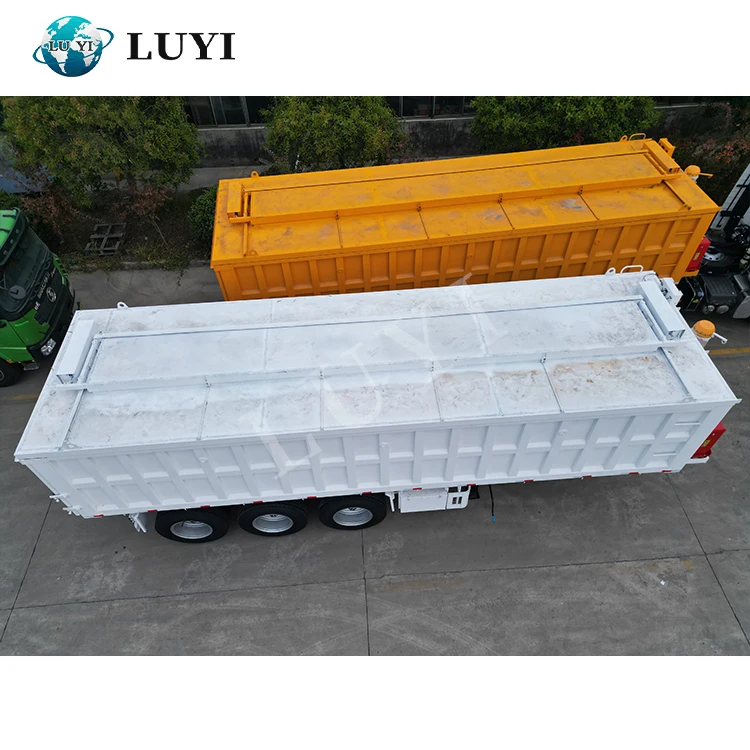 LUYI vehichle 3 axle 60 T sand grain transport tipper trailer front hydraulic tipper truck with Seal cover  dump semi trailer