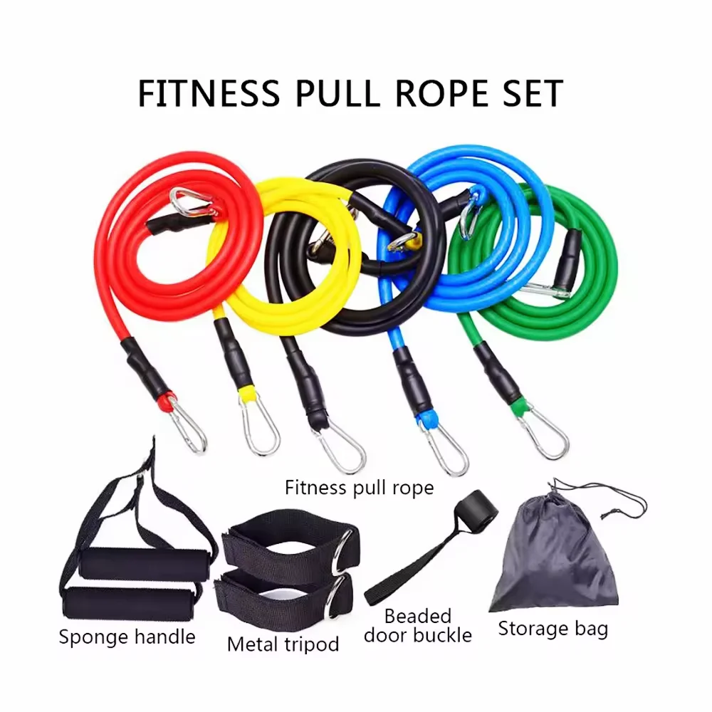 11 Pcs Custom Private Label Tension Rope Resistance Bands Gym Fitness Pull Up Resistance Bands Set with Anchor Handles