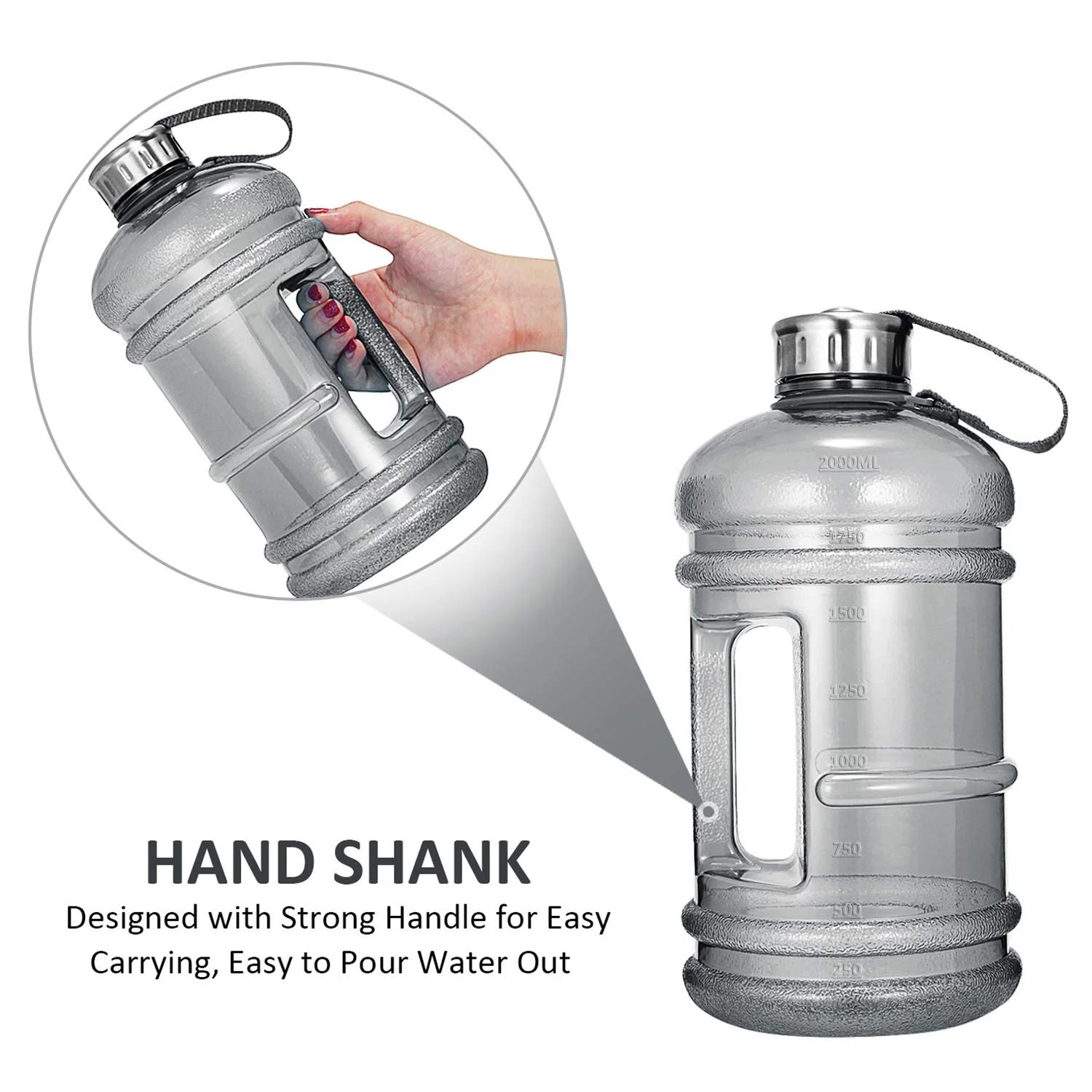  Multiple Sizes Leakproof Flip Top Motivational Water Bottle Fitness Gym Jug Wide Mouth Gallon