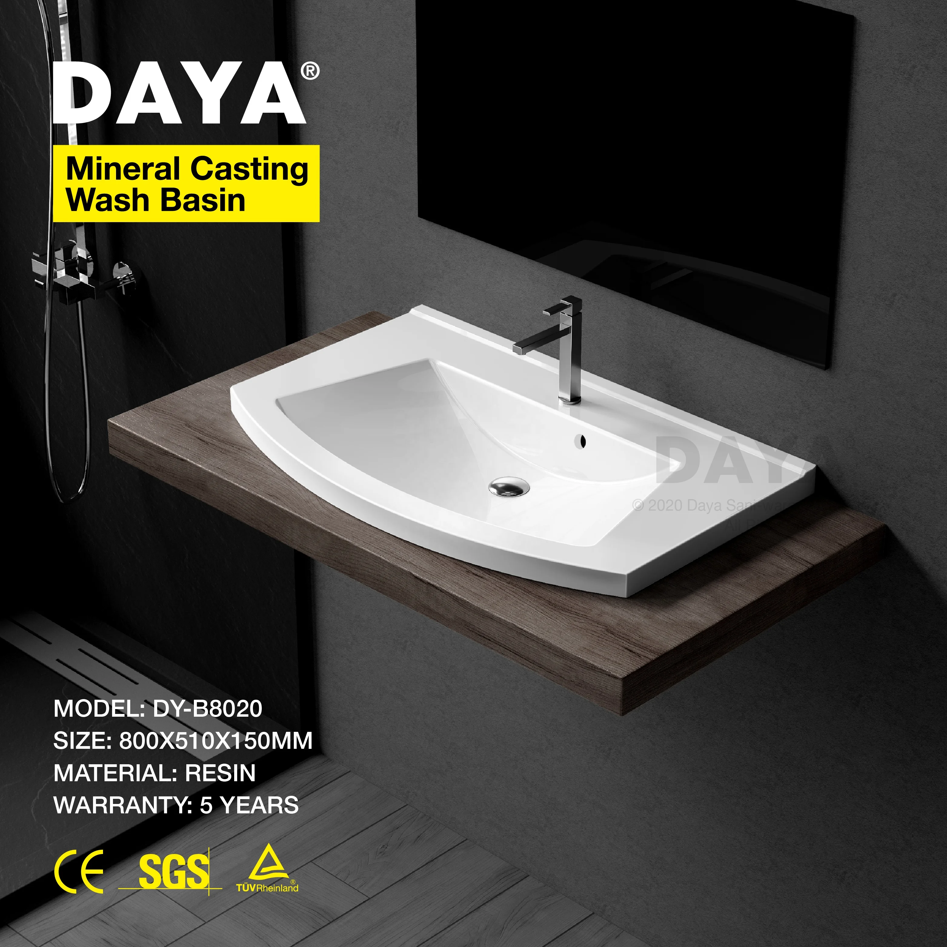 Designer Malaysia Solid Surface Wash Basin Square Lavabo