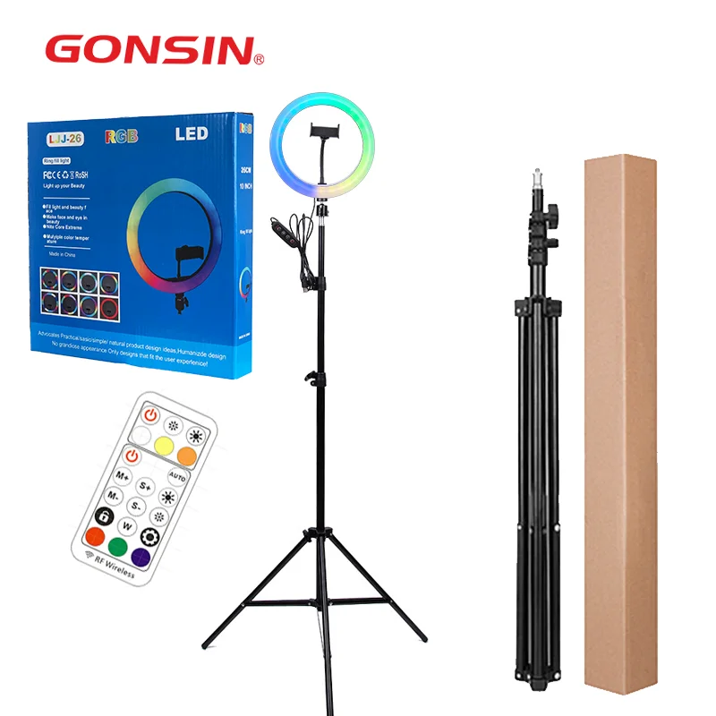 New arrival 13 inch RGB Portable Remote Control With Tripod Stand 10 Inch LED Ringlight RGB Ring Light