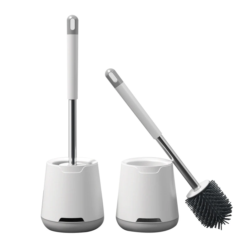 Silicone Long-Handled Toilet Cleaning Brush No Dead Corners Toilet Bowl Brush Wall-Mounted Household Cleaning Tools Bathroom