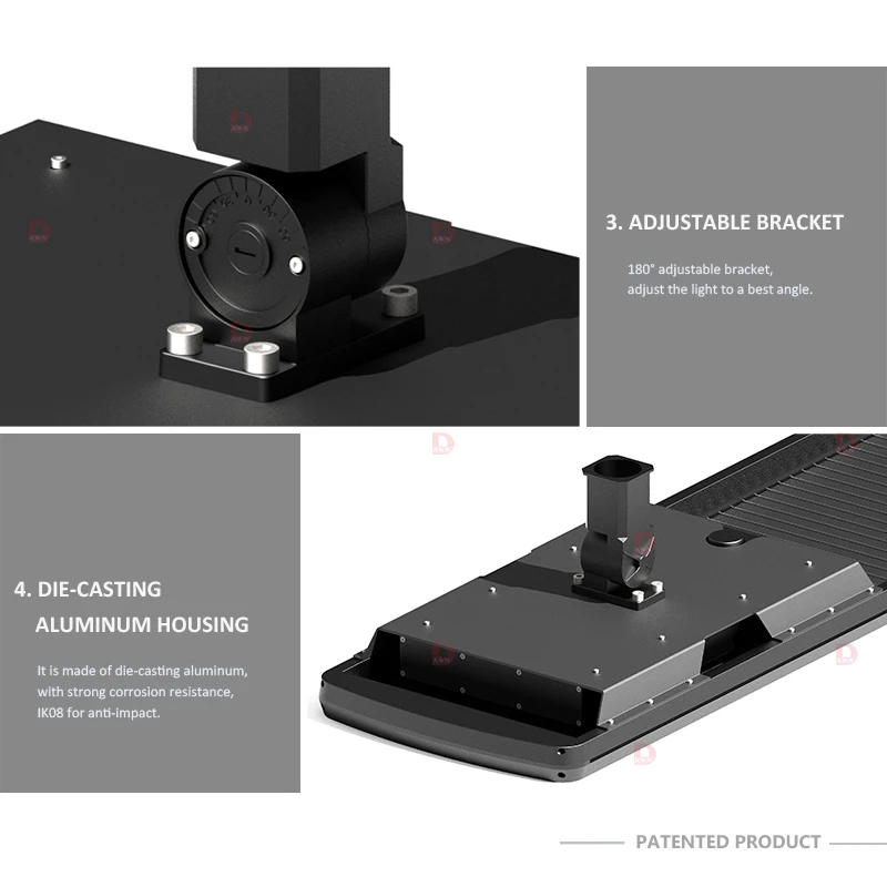 DAWN News design outdoor high lumen solar Street Light High Conversion 100w Solar Panel solar street lights outdoor