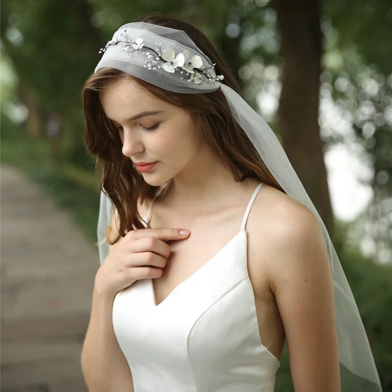 Свадебная фата с цветочным декором Ameliebridal ручной работы, свадебное платье, Длинная свадебная фата