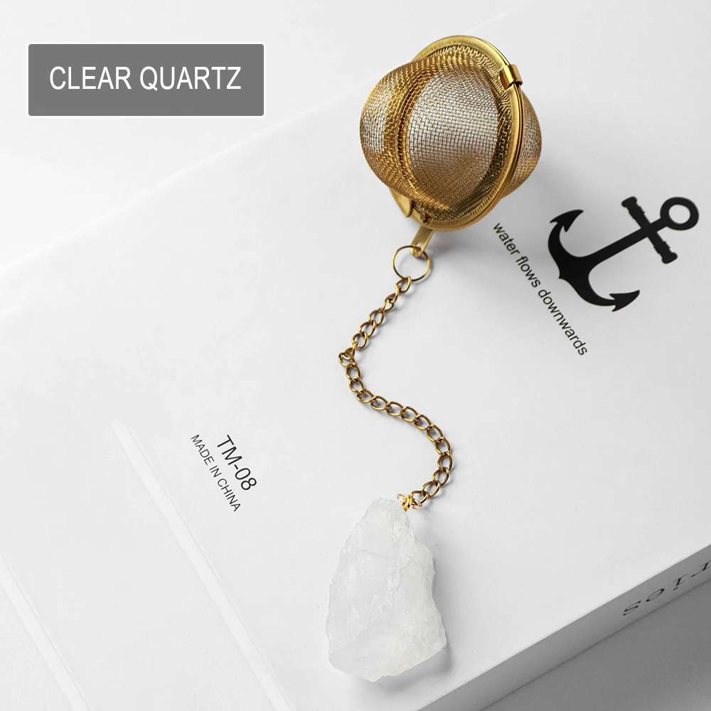 High Quality Stainless Steel Mesh Ball Tea Infuser Filters Tea Strainer With Natural Crystal