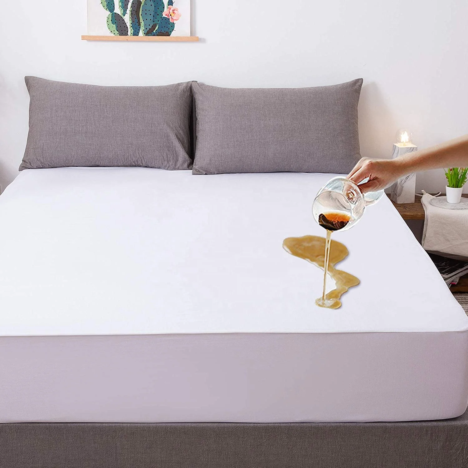 China Factory Wholesale Bamboo TerryWaterproof Mattress Cover/protector, High Quality Waterproof-Queen size