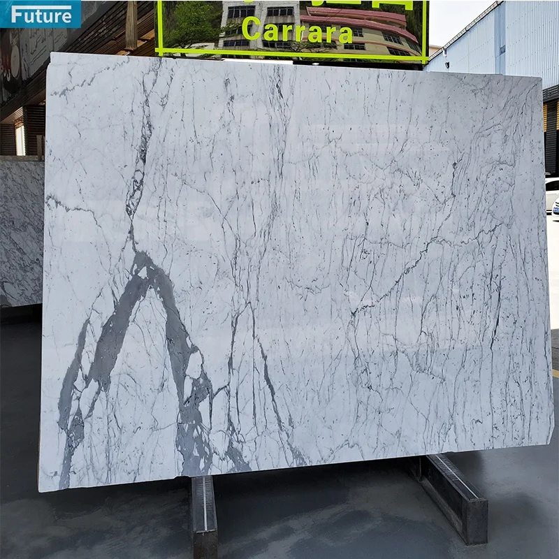 Natural Customize Size Italy Bianco Carrara White Marble Slab For Floor Tiles Kitchen Island Countertop Marble Stair Wall Panel