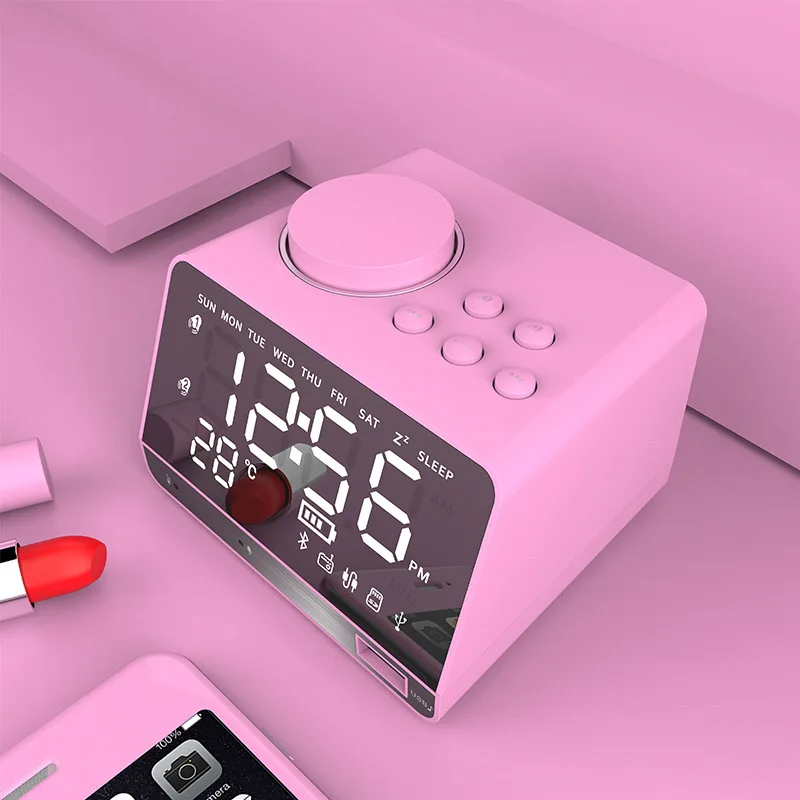 Perfect sound speaker multi function card desktop computer audio radio Mirror  Alarm Clock